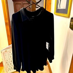 Black long sleeve blouse with collar. NWT